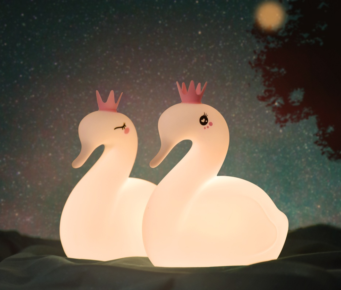 Bedroom BPA Free Swan Kids Silicon Night Lamp For Children