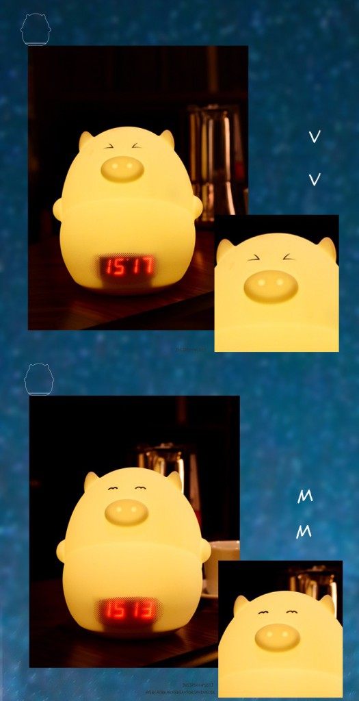 Pig alarm clock night light speaker