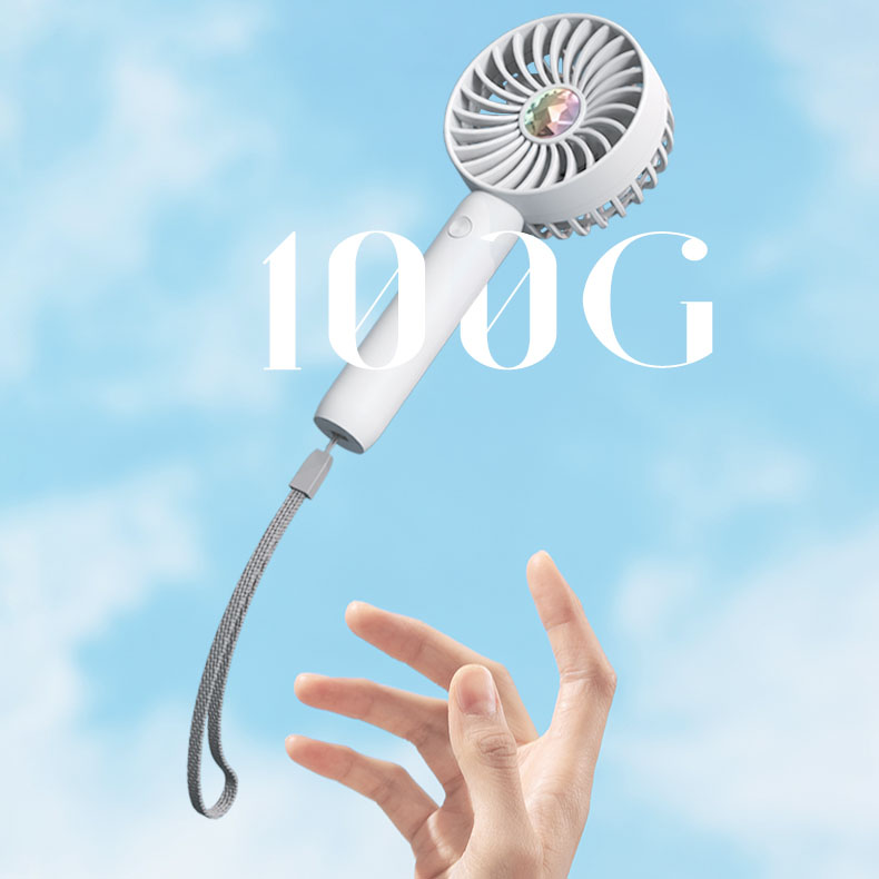 Outdoor Mini Electric Hand Fan White Portable Baby Stroller 3 Speed Fan Handheld Fan